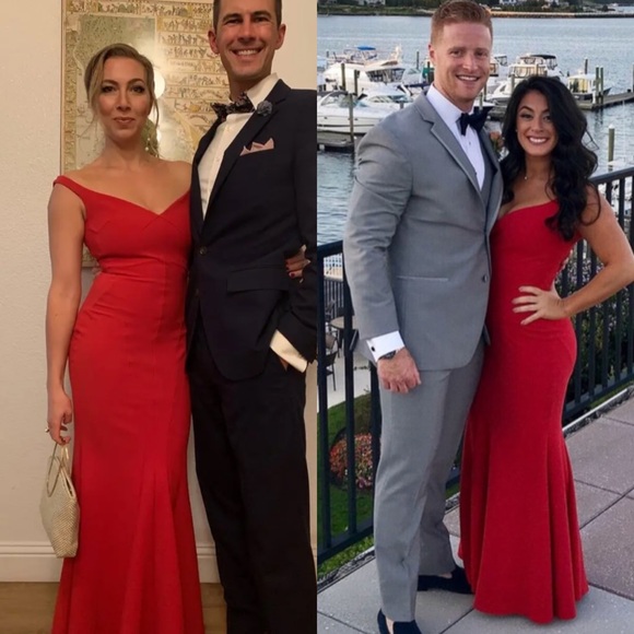 La Petite Robe di Chiara Boni Red Whitney Gown Maxi Dress in Size 48 - Picture 3 of 10